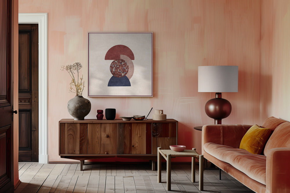 Beyaz Ve Kahverengi Saksili Terazzo Poster